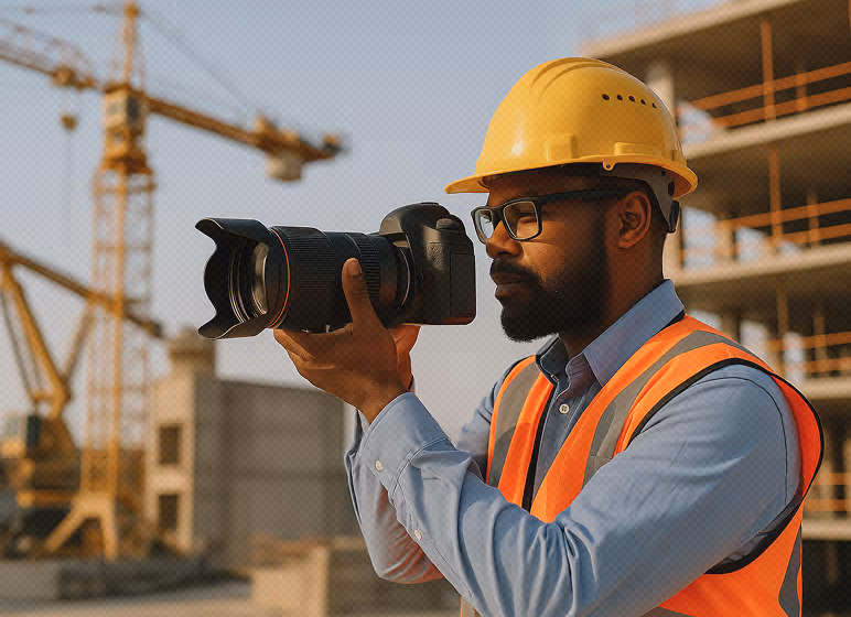 Drone aerial construction photography
